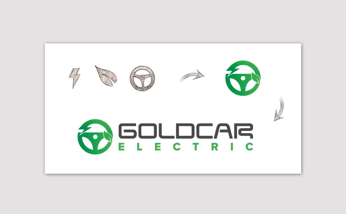 Logoentwicklungsprozess von Goldcar electric